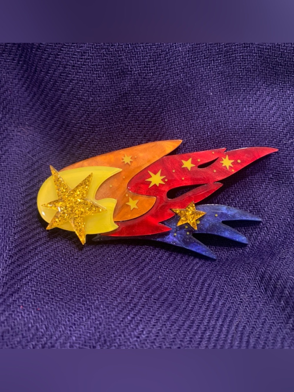 Erstwilder Brooch - Colorful Shooting Star Resin Brooch - Red Orange Yellow Blue